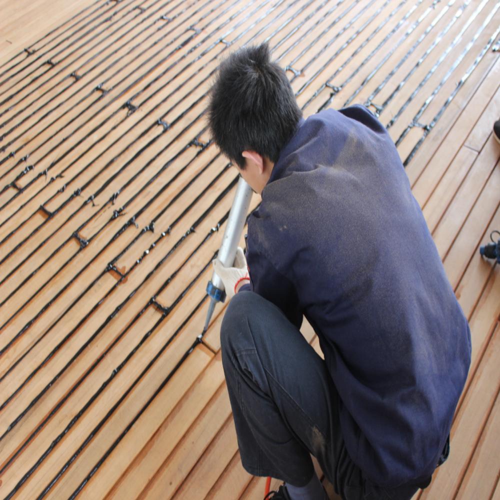 Customized design of high-quality Burmese teak wood with precise cutting for deck installation